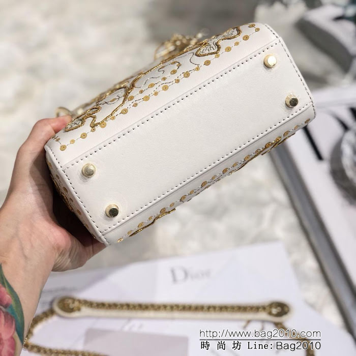 DIOR迪奧 Mini Lady 限量版 金絲四葉草 鏈條手提斜挎包  zdo1177